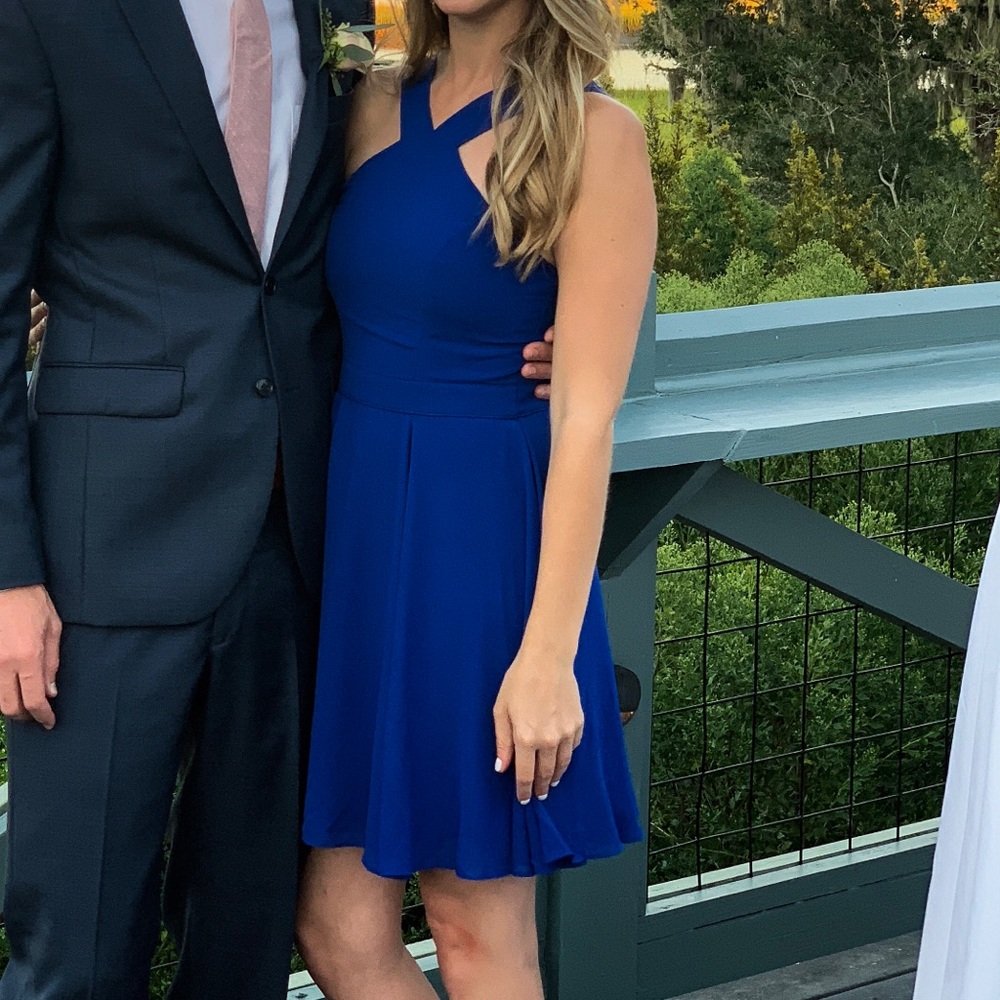 Lulus FOREVERMORE ROYAL BLUE SKATER DRESS